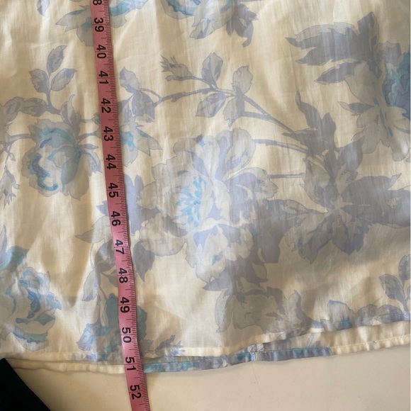 H&M || Puff Sleeve Plunge Open Back Dress Floral Blue White XS NWT - Picture 6 of 11